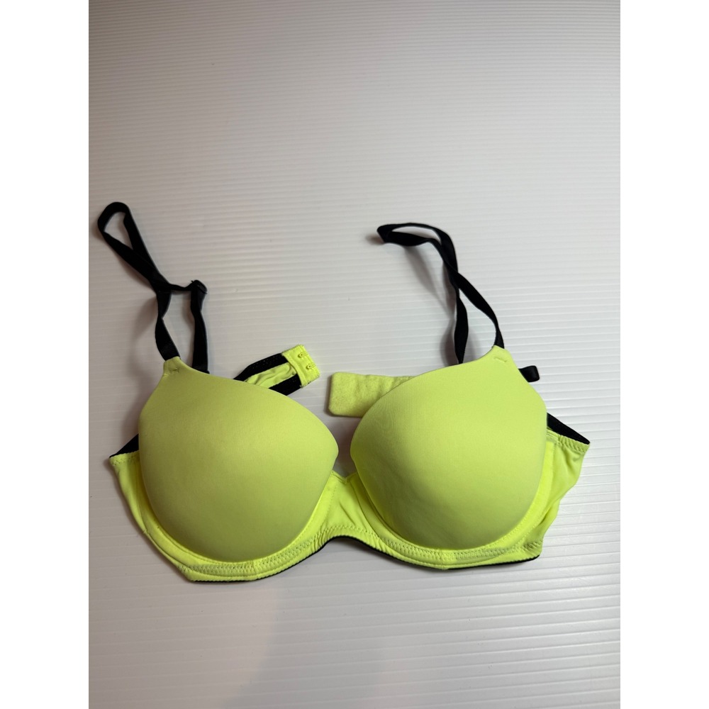 PINK Victoria's‎ Secret Wear Everywhere Push Up Bra Neon Yellow Black Trim S